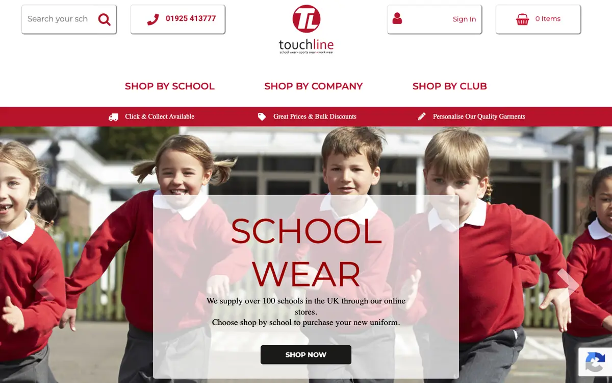 La web de Touchline Pro Creative Embroidery & Print