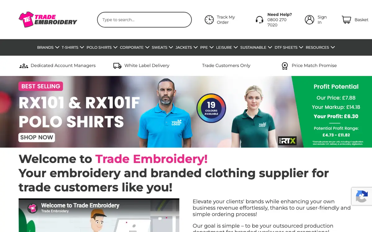 Le site de Trade Embroidery