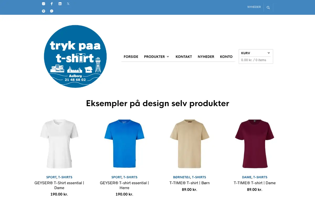 Hjemmesiden for Tryk paa T-shirt ApS
