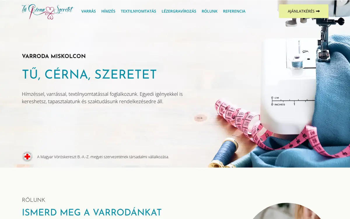Webbplatsen för Tű Cérna Szeretet Varroda