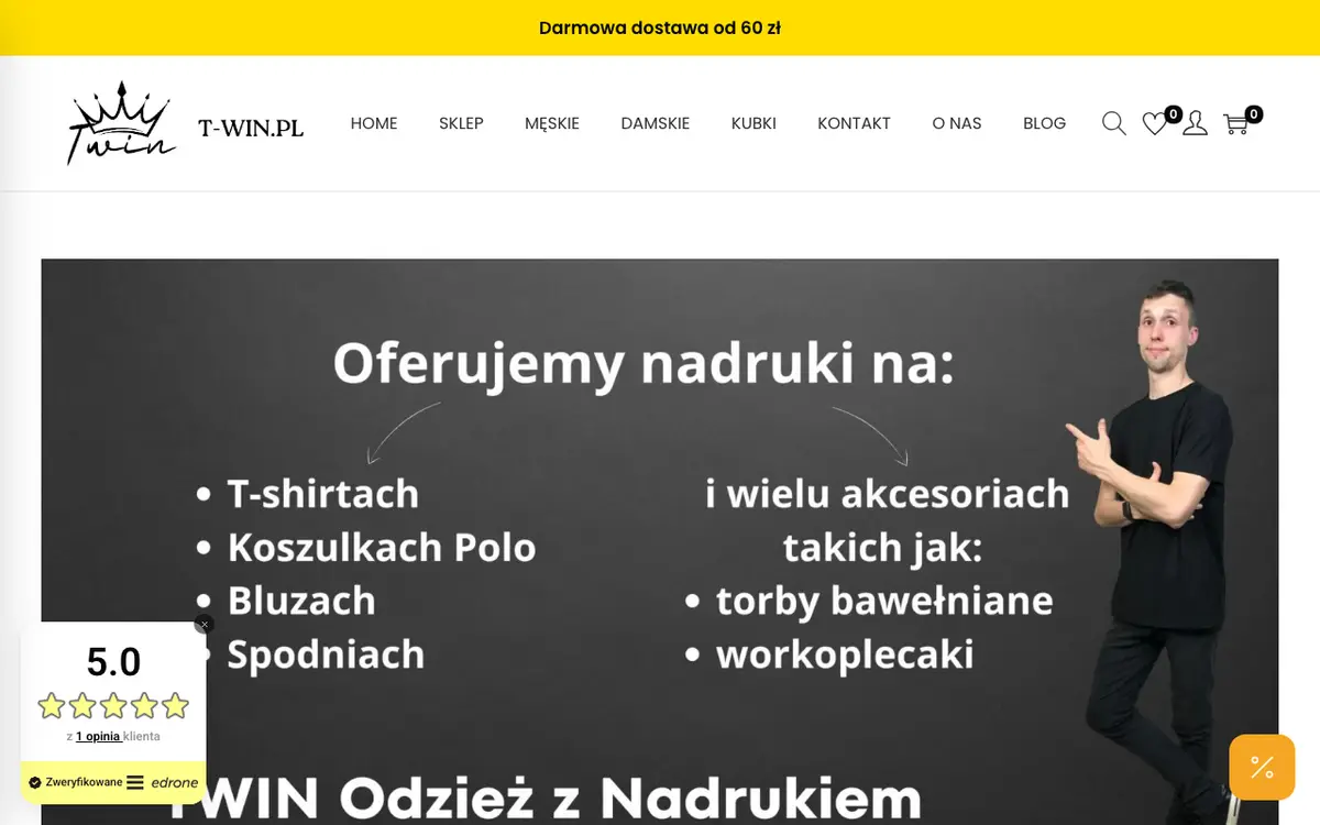Die Website von TWIN Odzież z Nadrukiem