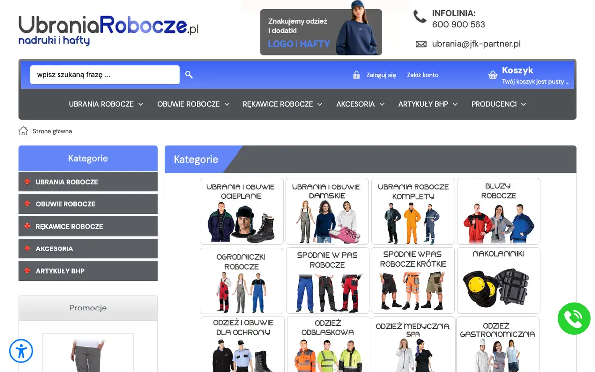 Le site de UbraniaRobocze.pl - Sklep z Ubraniami Roboczymi