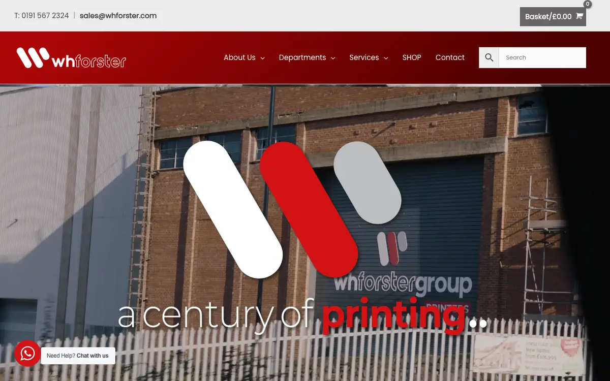 WH Forster Printers's website
