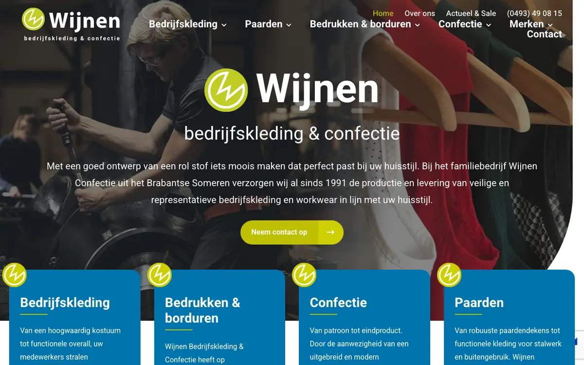 Wijnen Confectie's website