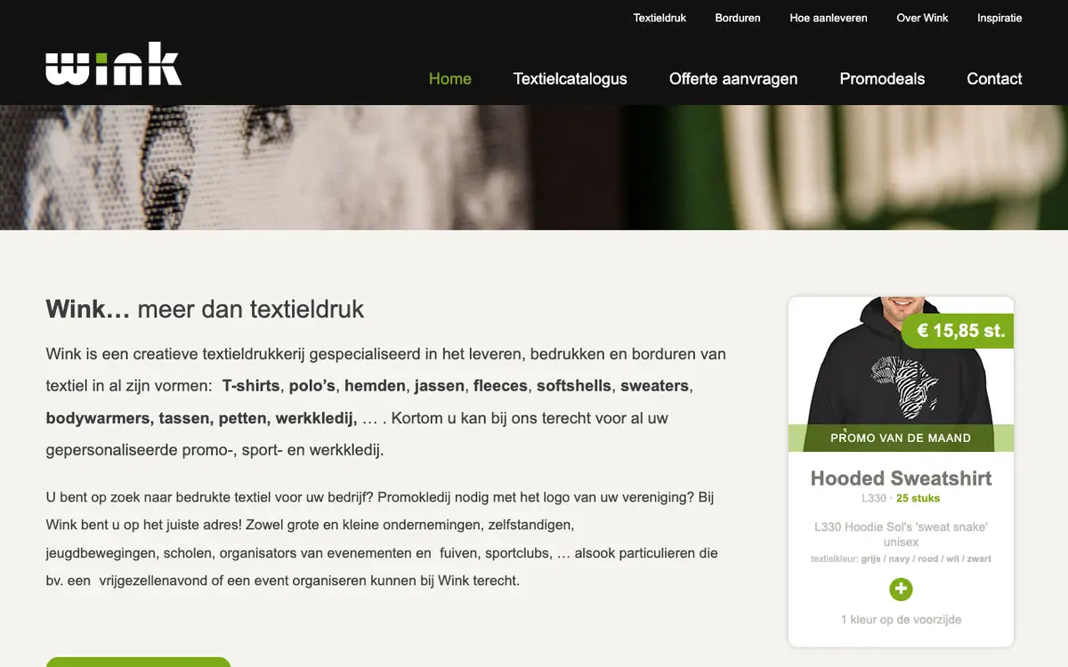 Wink-print textielbedrukking's website