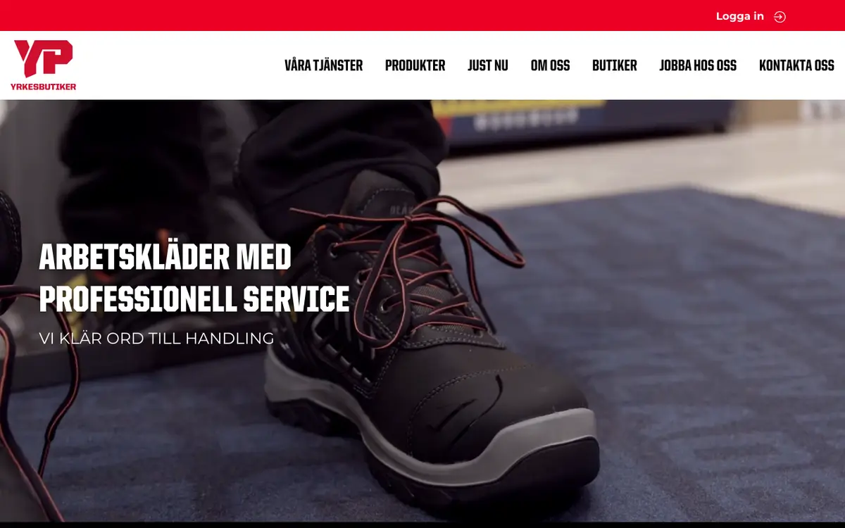 La web de Yrkes & Profilkläder (YP)
