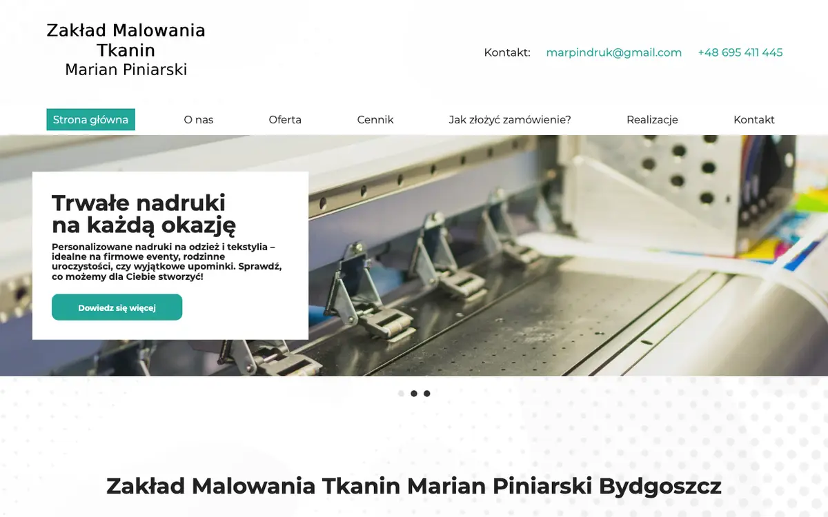 Strona Zakład Malowania Tkanin Marian Piniarski